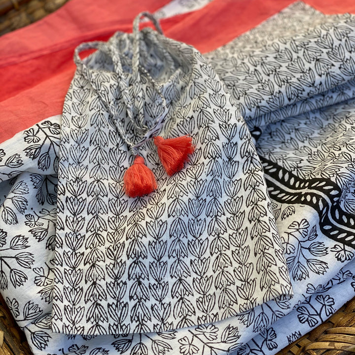 close up of hand printed beach cover up 