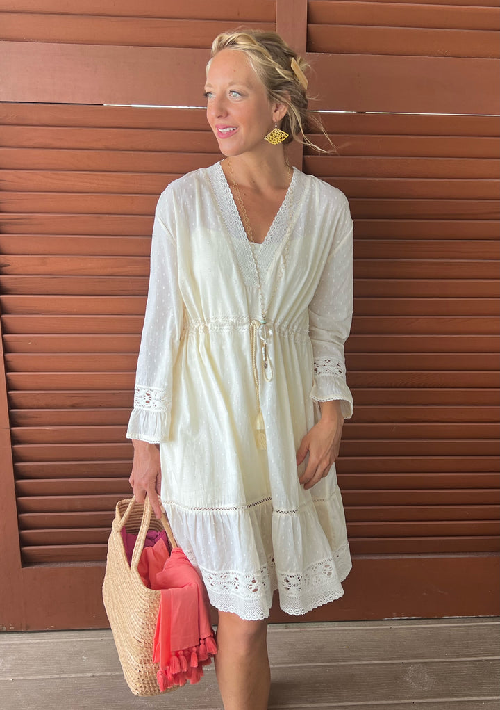 Elena Dress | Lace Details and Drawstring Fit