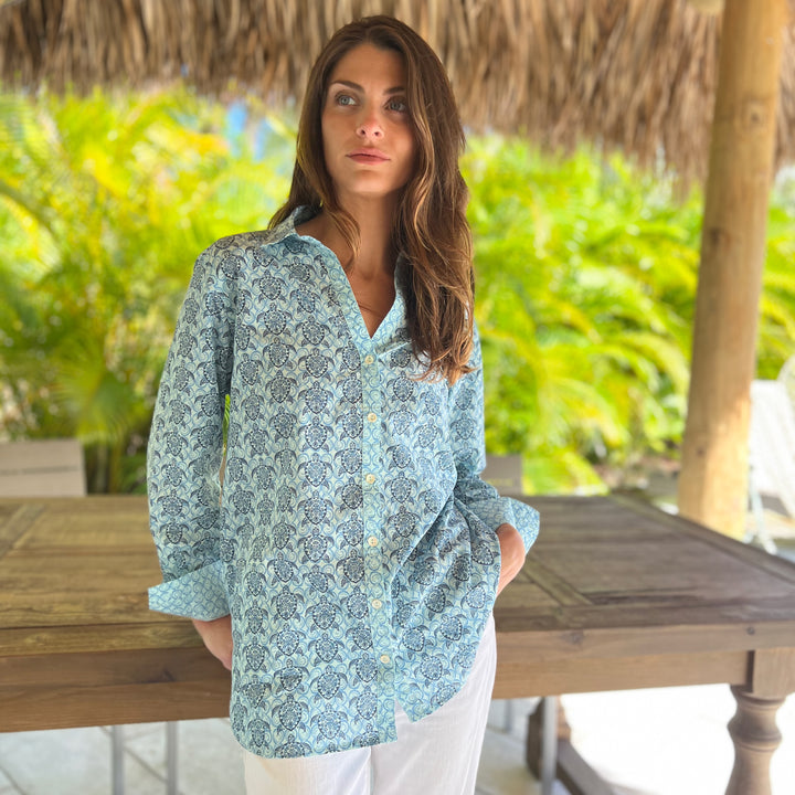 Artisan Shirt-Sea Turtle Print