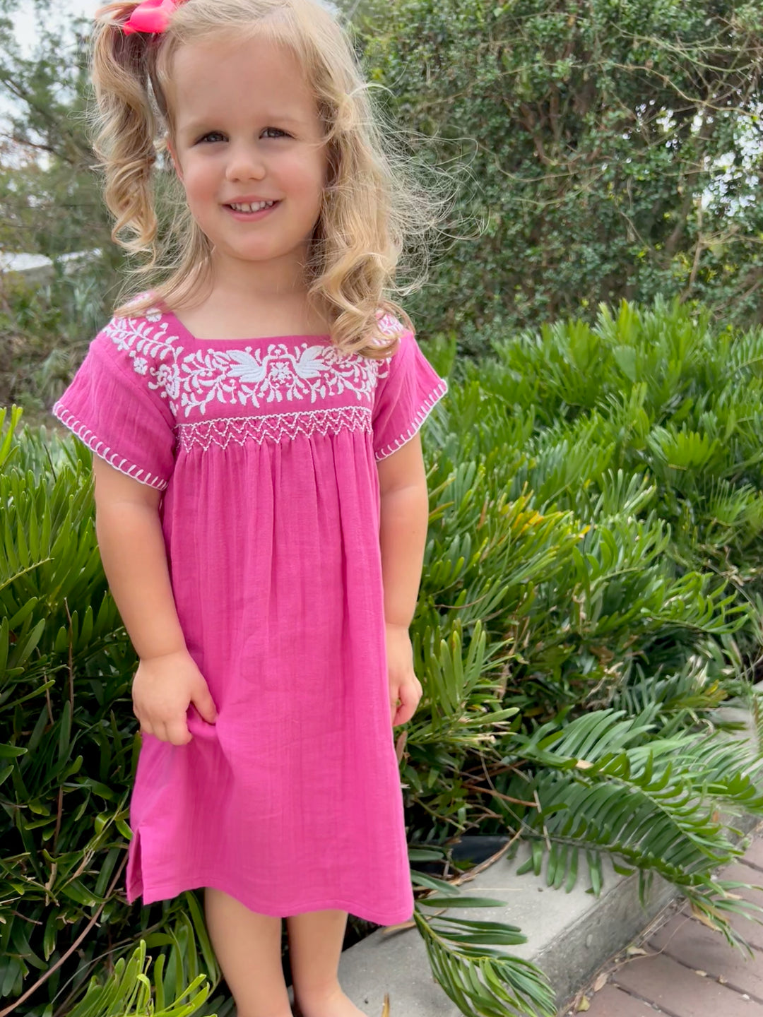 Mini Maya Dress | Hand-Smocked Bistro Bird Embroidery for Girls ROSE / XL Mini Maya Dress | Hand-Smocked Bistro Bird Embroidery for Girls ROSE / XL