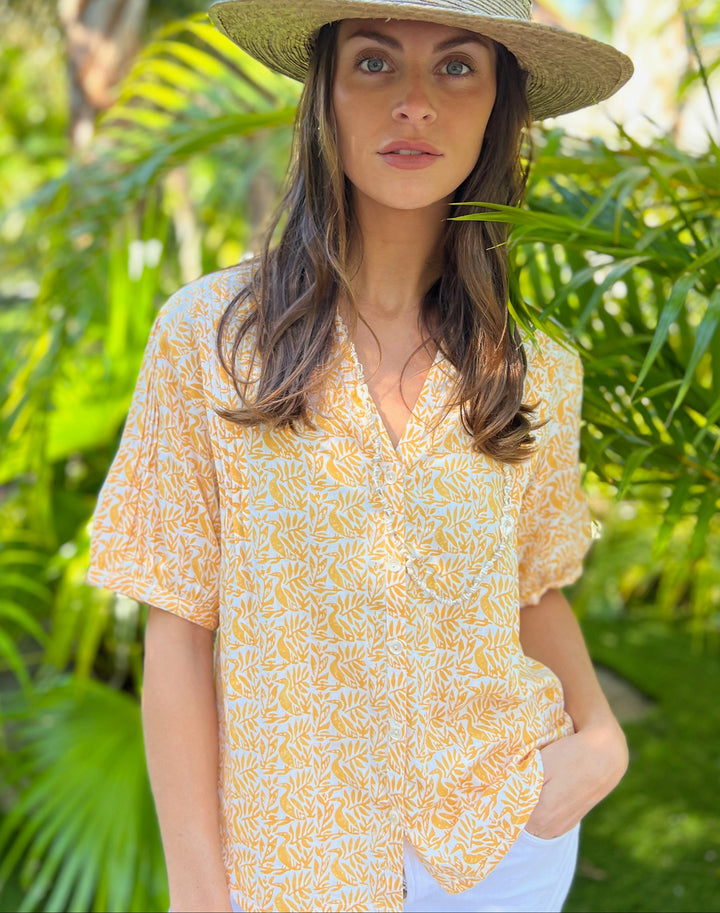 Pippa Blouse- Night Heron Print